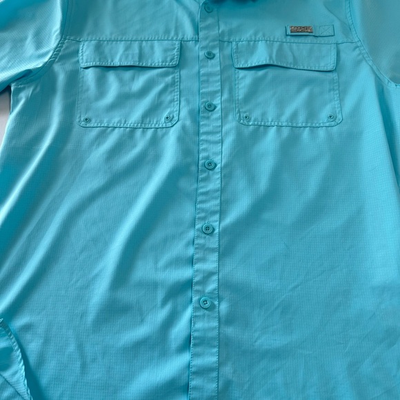 Ocean Coast men’s medium button up front fishing shirt front pockets vented back - Picture 15 of 15